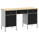 Work Cabinet with Drawer 3 pcs Black Engineered Wood and Steel 3321374