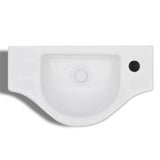 Ceramic Bathroom Sink Basin with Faucet Hole White 141930