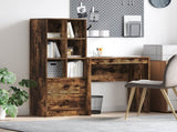 Desk with Drawer with Shelf with Storage 2 pcs Smoked Oak 3337309