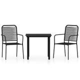 Dining Set Black Powder-coated steel, glass, cotton rope Durable 3099137