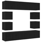 6 Piece TV Cabinet Set, Wall-Mounted Black Oak Engineered Wood 3393445