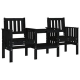 Garden Bench with Table 2-Seater Black Solid Wood Pine 825153