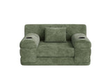1-Seater Sleeper Sofa, Compressed Corduroy Sofa with High Backrest, Metal Frame, High-Density Foam, W3779P501255