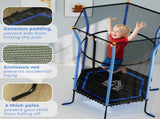 Kids Trampoline Mini Bouncer with Enclosure Safety Net For Ages 3-10 Years - Blue T3398P348057