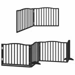 Dog Gate with Door Foldable 10 Panels Black 800 cm Poplar Wood 3155627