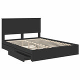 Storage Bed with Headboard Black 150 x 200 cm Engineered Wood 3411195