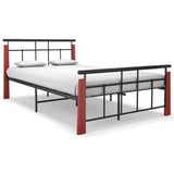 Bed Frame without Mattress Metal and Solid Oak Wood 120x200 cm 324892