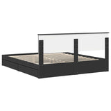 Storage Bed with Headboard Black 200 x 200 cm Engineered Wood 3408425