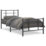 Metal Bed Frame without Mattress with Footboard Black 90x200cm 355572