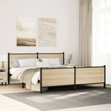 Metal Bed Frame without Mattress Sonoma Oak 193x203 cm 3301366