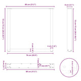 Dining Table Legs U-Shaped 2 pcs White 80x cm Steel 4013189