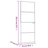 Interior Door White 76x201.5 cm Tempered Glass&Aluminium Slim 153666