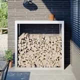 Firewood Rack White 100x40x100 cm Steel 850969