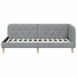 Corner Bed Frame with Headboard Light Grey 90 x 190 cm Fabric 42016561