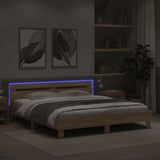 Bed Frame with LED without Mattress Sonoma Oak 200x200 cm 3207520