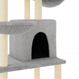 Cat Tree with Sisal Scratching Posts Light Grey 180 cm 172032