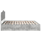 Bed Frame with Drawer Concrete Grey 200 x 200 cm Engineer Wood 3413383