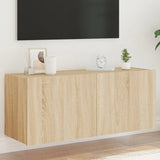 TV Wall Cabinet with LED Lights Sonoma Oak 100x35x41 cm 837325