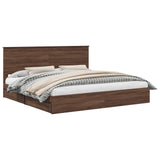 Storage Bed with Drawer Brown Oak 200 x 200 cm Engineered Wood 3411179
