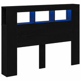 LED Headboard Black Oak 140 x 18.5 x 103.5 cm Engineered Wood 862212