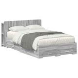 Bed Frame with Storage Grey Sonoma 120 x 190 cm Engineered Wood 3433736