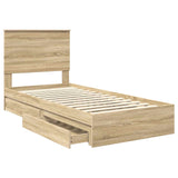 Storage Bed with Drawer Sonoma Oak 100 x 200 cm Engineered Wood 3409582