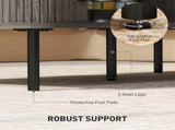 Coffee Table with Storage, Living Room Table with Slatted Tambour Sliding Doors and Foot Pads, T3398P377894