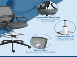 102.5-126cm Draughtsman Office Chair, with Footrest - Grey T3398P329505