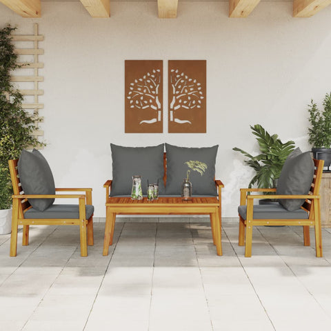 4 Piece Garden Lounge Set with Cushions Solid Wood Acacia 3211796