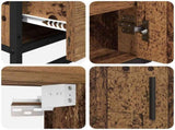 Bathroom Furniture Set with Door 3 pcs Old Wood Engineered Wood 3402326