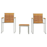 Sun Lounger 3 pcs Brown Solid Teak Wood and Stainless Steel 3334843