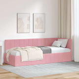 Corner Bed Frame with Headboard Pink 80 x 200 cm Velvet 42016290