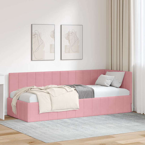Corner Bed Frame with Headboard Pink 80 x 200 cm Velvet 42016290