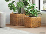 Planter Basket GENDT 2 pcs Natural Brown Kubu Rattan 42020970
