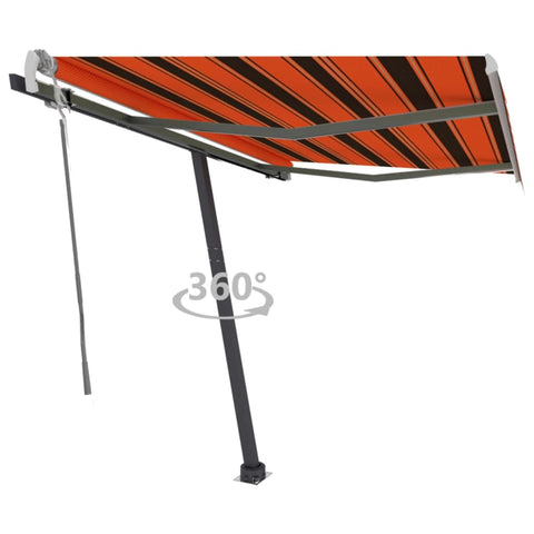 ZNTS Freestanding Manual Retractable Awning 350x250 cm Orange/Brown 3069720