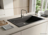 Kitchen Sink Single Basin Granite 79.5 x 50.5 x 20 cm Graphite 42053756