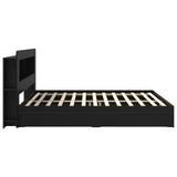 Bed Frame with Storage Black 200 x 200 cm Engineered Wood 3433690