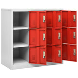 Locker Cabinets 2 pcs Light Grey and Red 90x45x92,5 cm Steel 3095241