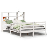 ZNTS Bookcase Bed without Mattress White 120x190 cm Small Double Solid Wood Pine 3321888