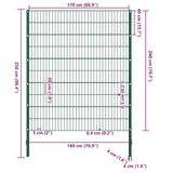 Fence Panel with Posts Iron 176.5x200 cm Green 144936