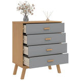 Drawer Cabinet OLDEN Grey and Brown Solid Wood Pine 358589