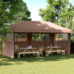 Foldable Party Tent Pop-Up with 3 Sidewalls Brown 4004948