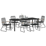Garden Dining Set 7 pcs Black Powder-Coated Steel 3379175