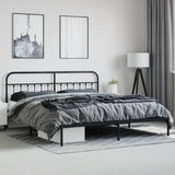 Bed Frame Black Powder-Coated Steel Double Industrial Bed Frame 352585