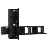TV Cabinet Set Wall-mounted 5 pcs Black Oak Engineered Wood 3393481