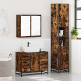 3 Piece Bathroom Furniture Set Smoked Oak Engineered Wood 3301082