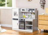 Pretend Play Toy Kitchen, Kids Kitchen Playset w/ Sounds, Lights, Running Water, Coffee Maker, T3398P422354