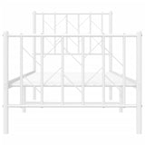 Metal Bed Frame without Mattress with Footboard White 75x190cm 374494