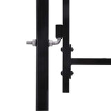 Fence Gate Single Door with Spike Top Steel 1x1.5 m Black 146034