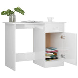 ZNTS Desk High Gloss White 100x50x76 cm Engineered Wood 801086